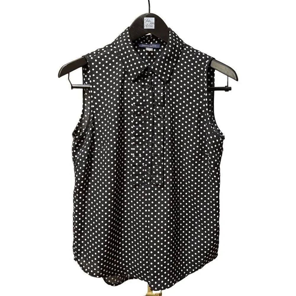 🌟70% OFF🌟Tommy Hilfiger Polka Dot Navy Sleeveless Top